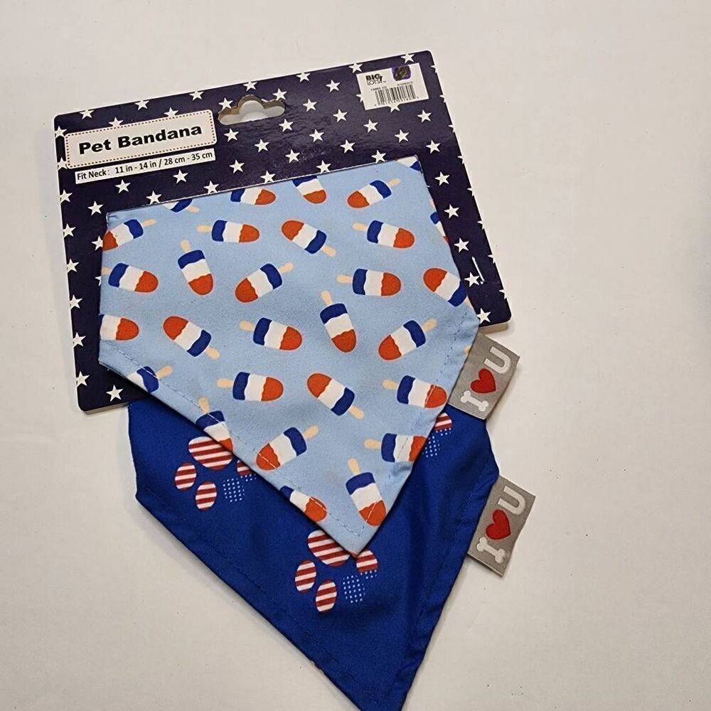N3 For $15 NWT Patriotic 4th of July Pet Bandanas Set of 2